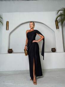 Vestido Longo Festa Madrinha de Casamento Lauren - Preto - Visão 4