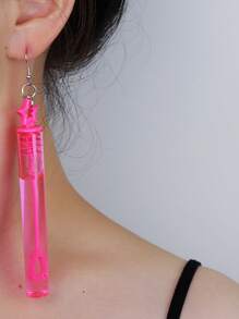 1 par de aretes con colgante de botella de burbujas creativa y linda en color fucsia para mujeres - multicolor - Ver 5