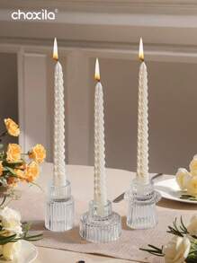 choxila 3 件/套，玻璃供奉蜡烛台，锥形蜡烛装饰茶灯台，可翻转烛台，适用于桌面摆件、婚礼、生日、礼物 - 3pcs/set - 查看 4