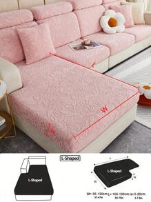 1入組花卉浮雕沙發套件,彈性天鵝絨材質,簡單甜美風格,全覆蓋設計,適合沙發座椅,靠背和扶手。適合各種季節,適用於各種沙發 - 粉色 - 查看 9