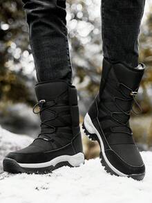 Men's Mid Calf Snow Boots - Winter Outdoor Fashionable Casual Snow Sports Shoes - Faux Fur Lined Insulated Windproof Warm Shoes