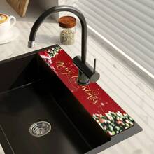 1 件圣诞树图案水龙头吸水干燥垫，复古咖啡吸水速干垫，防水防滑浴室厨房台面水龙头干燥垫，办公室商业农场家庭水龙头装饰垫，家居装饰，房间装饰，厨房装饰，圣诞派对装饰 - 彩色 - 查看 4