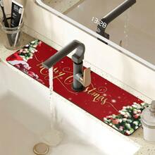 1 件圣诞树图案水龙头吸水干燥垫，复古咖啡吸水速干垫，防水防滑浴室厨房台面水龙头干燥垫，办公室商业农场家庭水龙头装饰垫，家居装饰，房间装饰，厨房装饰，圣诞派对装饰 - 彩色 - 查看 5