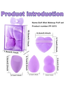 5 PCS/1 Set Makeup Tools Love Powder Puff Face Dry And Wet Dual Use Non-Eating Powder Makeup Sponge Face Makeup Puff Tools - Multicolor - View 2