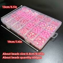 600 件 8 毫米粉色亚克力珠子套装，款式多样，非常适合 DIY 珠宝制作、礼物、情侣手工项链、配饰、制作手机链 - 粉色 - 查看 4