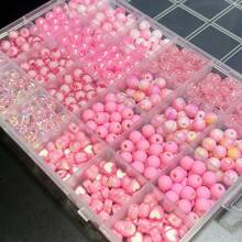 600 件 8 毫米粉色亚克力珠子套装，款式多样，非常适合 DIY 珠宝制作、礼物、情侣手工项链、配饰、制作手机链 - 粉色 - 查看 2