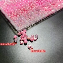 600 件 8 毫米粉色亚克力珠子套装，款式多样，非常适合 DIY 珠宝制作、礼物、情侣手工项链、配饰、制作手机链 - 粉色 - 查看 3