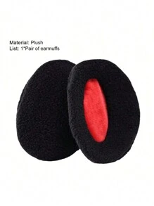 1 Pair Solid Color Plush Earmuffs For Women, Suitable For Outdoor Warmth And Cold Protection In Autumn And Winter. Halloween - Black - View 11