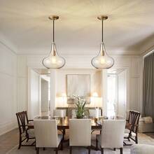 Handcrafted 11-Inch Mid-Century Modern Brass Gold Pendant Light With Seeded Glass Shade - Elegant Dining Room Pendant Light - 金色 - 查看 6