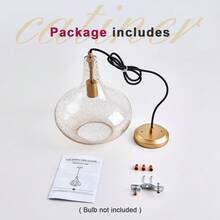 Handcrafted 11-Inch Mid-Century Modern Brass Gold Pendant Light With Seeded Glass Shade - Elegant Dining Room Pendant Light - 金色 - 查看 4