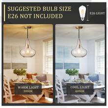 Handcrafted 11-Inch Mid-Century Modern Brass Gold Pendant Light With Seeded Glass Shade - Elegant Dining Room Pendant Light - 金色 - 查看 5