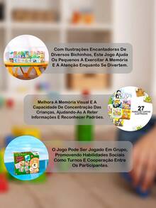 Game Forming Pairs Memory Wooden Baby Animals Game 54 Pieces - 彩色 - 查看 2