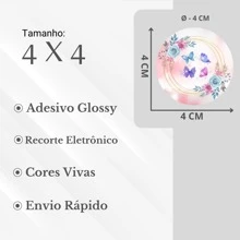 50 4cm Butterfly Label Stickers - 淺粉色 - 查看 2