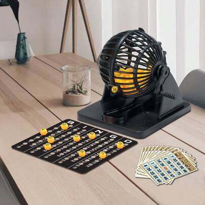 1pc Mini Bingo Game Set Includes 75 Bingo Balls, Roller Cage, 10pcs Bingo Cards, Party Supplies, Party Games, Holiday Season, Board Games, Drinking Games, Fun Gift, New Game, Wedding Game, Valentine Gift