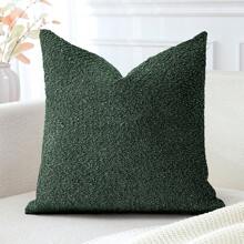1 件毛绒雪尼尔纯色抱枕套，柔软舒适的方形靠垫套，适用于卧室、客厅、沙发、阳台、花园装饰，18*18 英寸（仅枕套）