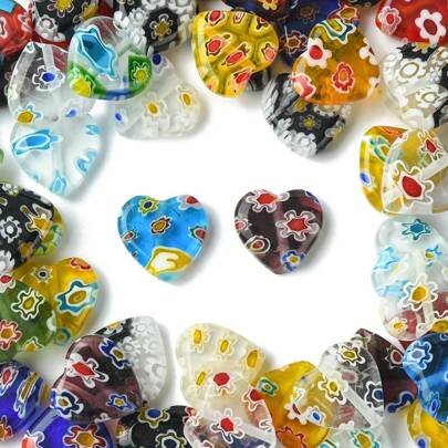 20/40/100pcs/Pack 8mm Multi-Color Glass Heart-Shaped Beads For DIY Bracelet, Necklace & Jewelry Making