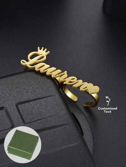 This Is A European And American Style Titanium Steel Double-Finger Ring, A DIY Couple's Open Ring With English Letters, Made Of 18K Gold-Plated Stainless Steel. It Comes With An Exquisite Gift Box, A Punk-Style Custom Design, And Is Unique And Personalized. It Is An Ideal Gift For Her Or A Friend, Suitable For Various Occasions Such As Anniversaries, Valentine's Day, Mother's Day, Birthdays, Graduation Ceremonies, Father's Day, Weddings, Etc. It Is Also Suitable For Everyday Wear, Parties, Dances, School Supplies, Back-To-School Season, School Gifts, Offices, Schools, Classrooms, Teachers' Gifts, Universities, Colleagues, Dormitories, Teachers, Boys And Girls, Teenagers, Junior High School Students, High School Students, University Freshmen, First-Year Students, Second-Year Students, And Lower-Grade Students. A Charming Choice For The New Year.