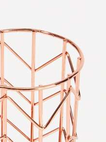 1个玫瑰金金属丝化妆刷收纳盒，笔筒，牙刷架，桌面收纳盒，适用于办公室、学校和梳妆用品的收纳，珠宝盒，收纳袋，化妆刷架，刷子架，香水收纳盒，化妆包，女士礼物，圣诞礼物，女士送礼佳品