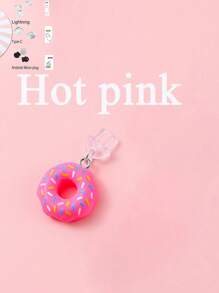 1pc Food Dessert Donut Cake Style Anti-Dust Plug Compatible With IPhone, Android, Lightning, Type-C Ports, Resin Decor - Clear - View 12