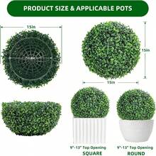 2 Pcs 15" Faux Boxwood Balls, Artificial Plant Topiary Balls Outdoor, Fake Green Plants Decorative Spheres For Front Porch Garden Backyard Blacony Wedding Home Decor - Green - View 6