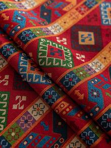 1pc Bohemian Red Geometric High-Precision Jacquard Tablecloth, Dust And Heat-Resistant For Home, Dining Table, Coffee Table, Suitable For Farmhouse, Restaurant, Living Room, Party, Dinner, Birthday, Festival, Holiday, Christmas Decor - Multicolor - View 8