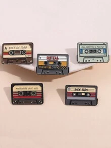 1/5 piezas Broche de cinta de música vintage, pines de broche de cinta de canción de dibujos animados, insignias de metal, accesorios de mochila y ropa, insignia de estilo antiguo, regalo para amigos, pin para ropa, bolso, encanto, útiles escolares de Kpop, maestro, accesorios de oficina, camisas, chaquetas, joyería, Navidad, Halloween