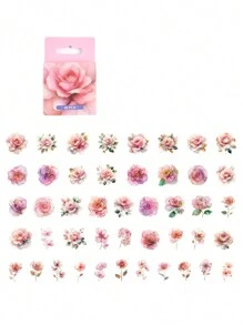 1 scatola 45 pezzi Adesivi decorativi romantici rosa per piante e fiori per scrapbooking