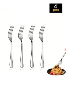 Bộ 4/10 chiếc nĩa thép không gỉ màu bạc, dài 8 inch (khoảng 20,5 cm), đánh bóng gương, có thể rửa bằng máy rửa chén, hoàn hảo cho nhà bếp gia đình hoặc nhà hàng, nhà bếp, quà tặng Giáng sinh - Bạc - Xem 6