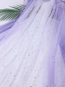 1pc Ombre Starry Sky Tulle Fabric For DIY Princess Dress, Sequin Star & Moon Mesh Decor - Multicolor - View 23