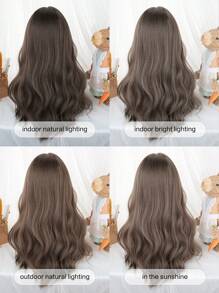 alicegarden 1 件合成耐热长卷发棕色假发，长款带刘海，24 英寸长，全机器编织日常自然逼真假发圣诞装饰新年 Y2k 圣诞装饰礼物闪购派对闪购特价（不包括配饰） - 棕色 - 查看 12