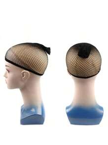 优雅 4 件通用黑色网状假发帽网，两端穿过发网网状假发帽万圣节 - 黑色 - 查看 3