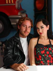 Mens Leather Look Black Biker Jacket Fancy Dress Costume Film TV Grease T Birds Bird Jacket