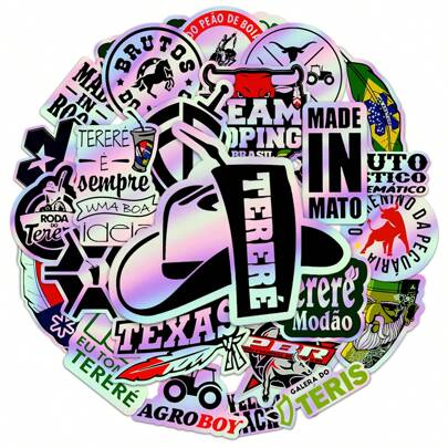 Kit 25 Adesivos Agro Cowboy Chimarrão Tereré Teris Made in Roça Bruto Stickers Variados Holográfico Camaleão