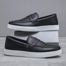Men's Fashion Casual Sneakers Breathable Slip-On Sports Shoes - 黑色 - 查看 3