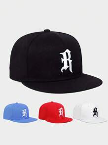 1 Pc Embroidered R Letter Faux Fur Snapback Cap, Adjustable Outdoor Sun Protection Casual Hat Suitable For Spring, Autumn, Travel, Beach, Vacation, Y2K Style For Boys And Girls