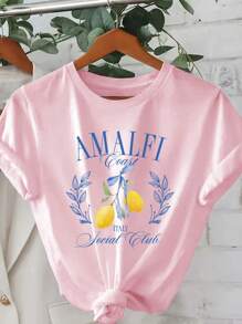 Women's Summer Fruit Print T-Shirt - Hồng - Xem 2