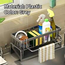 1pc Kitchen Sink And Bathroom Organizer Rack, Sponge Holder For Faucet, Soap, Brush, Towel, Scrubber Drain Storage, For Household Essentials,Kitchen,Summer Beach Party,Food,Camping,Organizer,Room Decor,Kitchen Items. - Multicolor - View 13