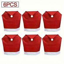 4/6 PEÇAS Capas para Cadeiras de Natal, Capas Deslizantes de Chapéu de Papai Noel, Capas para Encosto de Cadeira de Natal, Usadas para Decoração de Restaurante de Natal, Deixando a Família Sentir o Ambiente Exclusivo de Natal Juntos