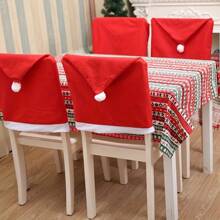 4/6 PEÇAS Capas para Cadeiras de Natal, Capas Deslizantes de Chapéu de Papai Noel, Capas para Encosto de Cadeira de Natal, Usadas para Decoração de Restaurante de Natal, Deixando a Família Sentir o Ambiente Exclusivo de Natal Juntos