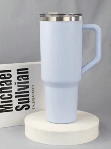 1 件 40 盎司不锈钢随行杯带手柄吸管大容量便携式车载杯咖啡杯水杯适合户外旅行办公室返校