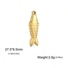 1 pieza Colgante con forma de pez pequeño 3D de acero inoxidable para pulsera, collar, manualidades