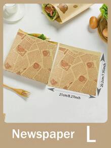25pcs/Pack Brown Kraft Paper Bear & Lemon Print Sandwich/Bread/ Oil Proof Self-Adhesive Packaging Bags, Suitable For Sandwiches, Burgers, Fries, Party Snacks Etc. (Slight Difference In Pattern Arrangement Due To Production Batch) - Brown - View 14
