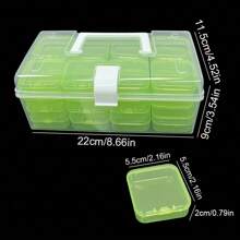 32件/套透明塑料收纳盒，手工艺品配件分类盒，DIY串珠分类收纳和储物容器，多功能便携式塑料手提箱，艺术珠宝指甲、发饰收纳盒，家居收纳用品艺术和工艺用品情人节返校