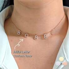 Stainless Steel 5mm  Chain Initial Letters DIY Pendant Necklace Jewelry Gift