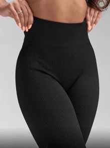 Summer Workout Yoga Leggings Seamless High Stretch Tummy Control Wide Waistband Sports Tights