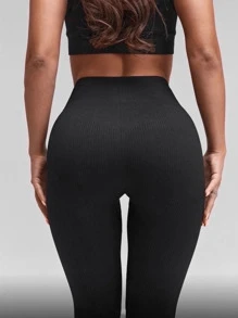 Summer Workout Yoga Leggings Seamless High Stretch Tummy Control Wide Waistband Sports Tights