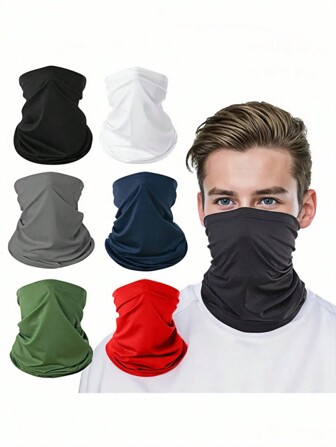 1pc Men's Sun Protection Ice Silk Neck Gaiter Face Mask, Breathable Neck Cover Suitable For Daily Outdoor Activities Such As Cycling, Fishing, Sports, Etc.