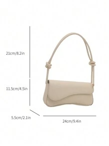 时尚纯色不对称翻盖可调节单肩包，适合购物、钱包、逛街、年轻女性、大学生、新人、白领。非常适合办公室、大学、工作、商务、通勤、户外、旅行和郊游 - 米色 - 查看 4