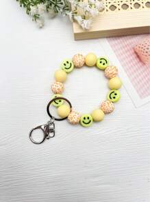 1 chiếc móc khóa đeo tay hình mặt cười bằng silicon họa tiết da báo, túi xách, quà tặng móc chìa khóa ô tô - Nhiều màu - Xem 10