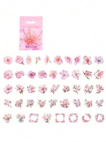 1 scatola 45 pezzi Adesivi decorativi romantici rosa per piante e fiori per scrapbooking